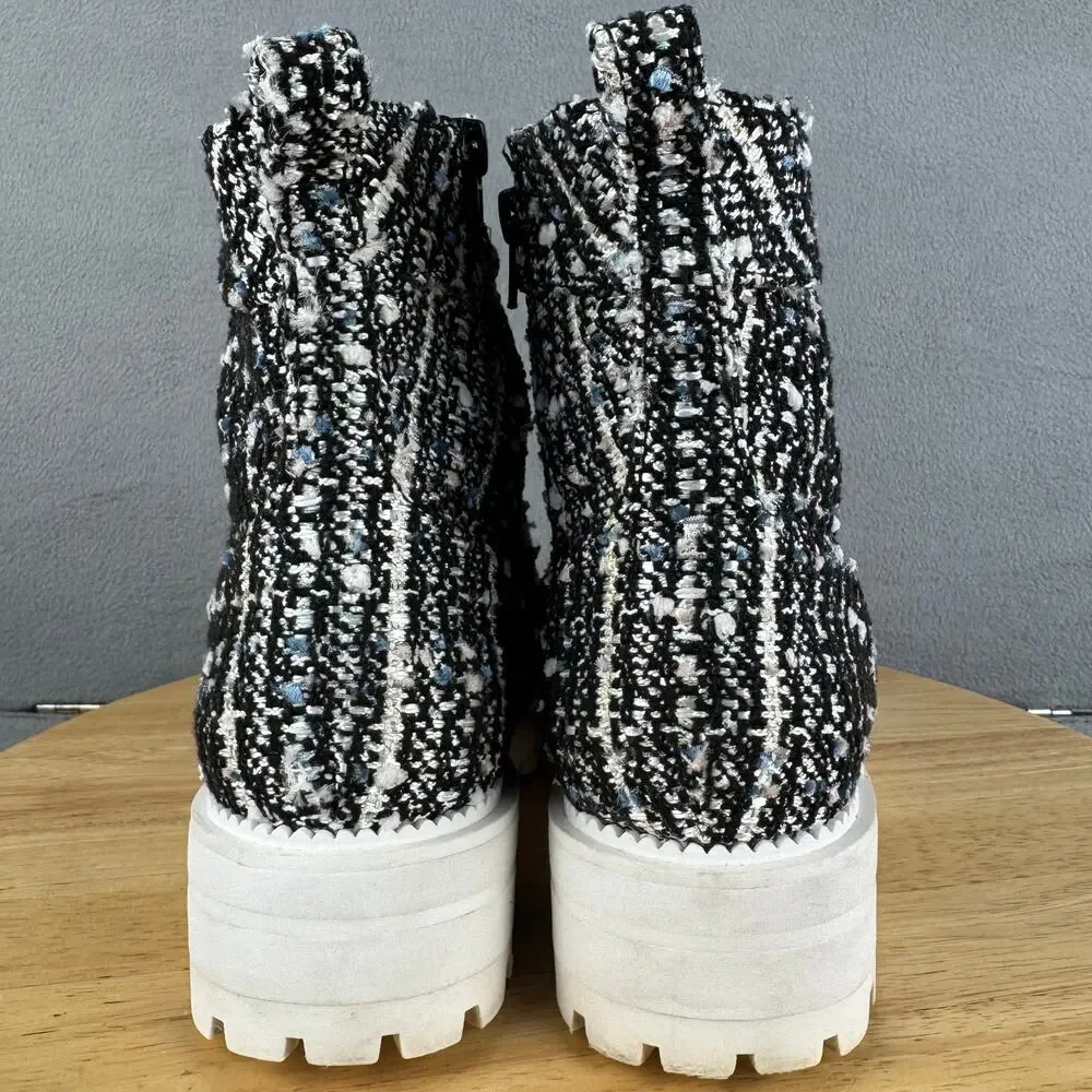 Anthropologie Cecelia New York Tweed Chance Hiker Combat Boots Womens Size 7M US